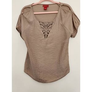 Zuleyka River Womens Beige Top Blouse Size L